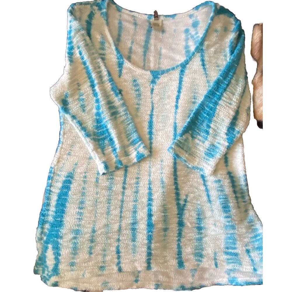 XCVI Blue Tie Dye 3/4 Sleeve Tunic Top Soft Comfy Size XXL - Picture 5 of 6